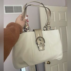 NWT Coach Soho Leather Bag White w/ Gold